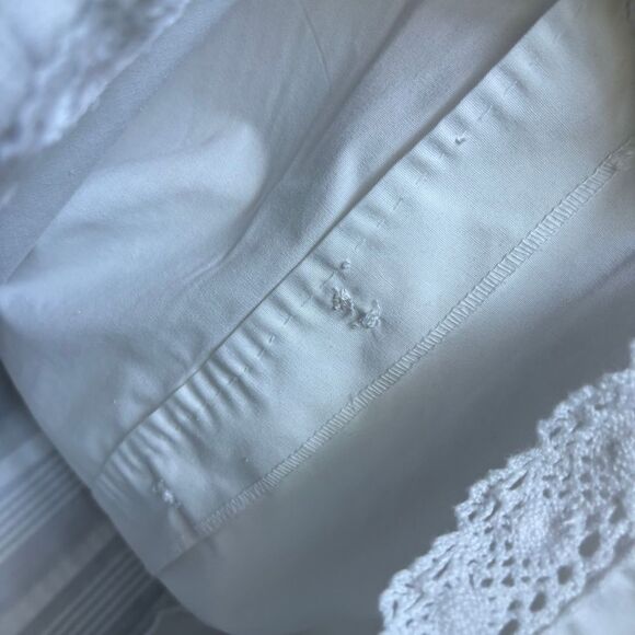 Vintage or Antique Style White Long Sleeve Pajama PJ Dress Nightgown Eyelet Lace - Picture 12 of 15